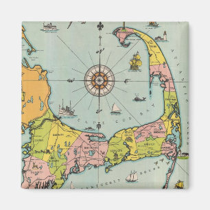 ケープコッドのヴィンテージの地図 マグネット