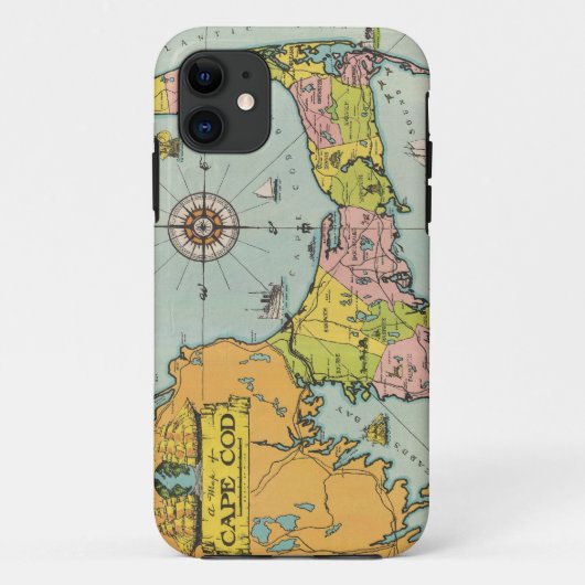 ケープコッドのヴィンテージの地図 Case-Mate iPhoneケース (裏面)