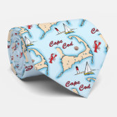 ケープコッドの地図のイラストレーションのロブスターのヨットの貝 ネクタイ (ロール)