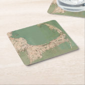 ケープコッドの地図の飲み物用コースター スクエアペーパーコースター (アングル)