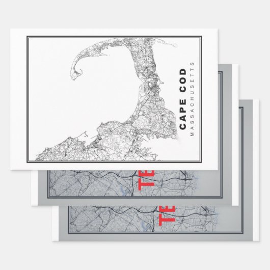 ケープコッドの地図 ラッピングペーパーシート (セット)