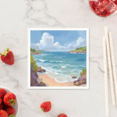 ケープコッドの海の湾の景色の絵画 スタンダードカクテルナプキン (インサイチュ)