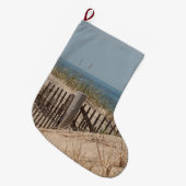 ケープコッドの砂丘の風化させたビーチの塀 ラージクリスマスストッキング