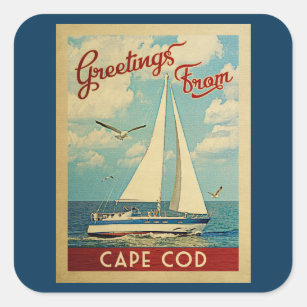 ケープコッドスティッカーズ帆船ヴィンテージマサチューセッツ スクエアシール