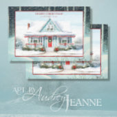 ケープコッドハウスメリークリスマス雪の木 薄葉紙
