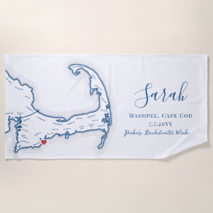 ケープコッドパーソナライズされたバチェロレッテ週末 ビーチタオル