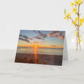 ケープコッドビーチの夕日写真 カード (黄色い花)