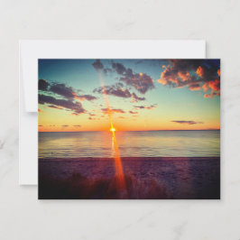 ケープコッドビーチの夕日写真 ノートカード