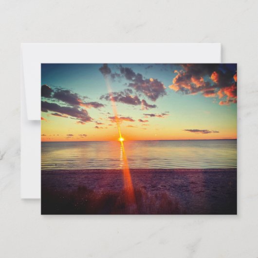 ケープコッドビーチの夕日写真 ノートカード (正面)