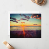 ケープコッドビーチの夕日写真 ノートカード (正面/裏面インサイチュ)