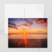 ケープコッドビーチの夕日写真 ポストカード (正面/裏面)