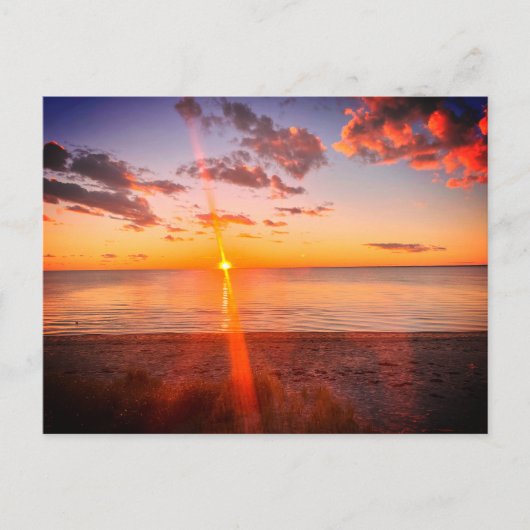 ケープコッドビーチの夕日写真 ポストカード (正面)