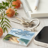 ケープコッドビーチシーショアマサチューセッツ青 キーホルダー (正面右)