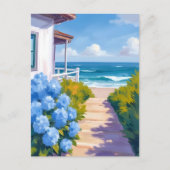 ケープコッドビーチパス|アジサイ海岸の絵画 ポストカード (正面)