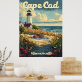 ケープコッドビーチ、マサチューセッツ州ヴィンテージ ポスター (キッチン)