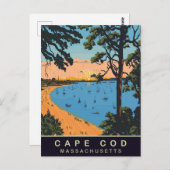 ケープコッドビーチ，マサチューセッツ州，ヴィンテージ旅行 ポストカード (正面/裏面)
