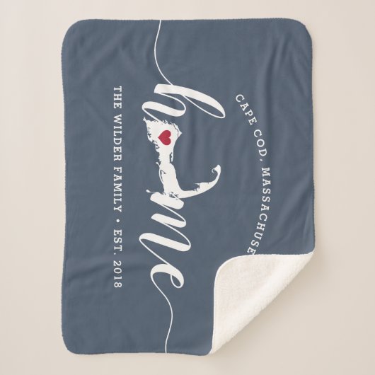 ケープコッドホームタウンシェラパパーソナライズされたブランケット シェルパブランケット (正面)