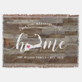 ケープコッドホームタウンパーソナライズされたウッドルック スローブランケット (正面)