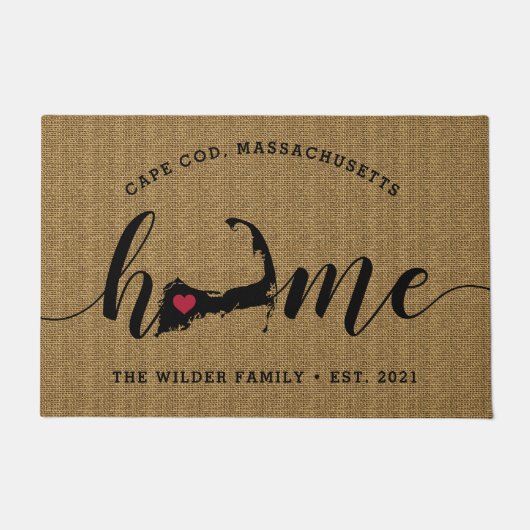 ケープコッドホームタウンパーソナライズされた ドアマット (正面)