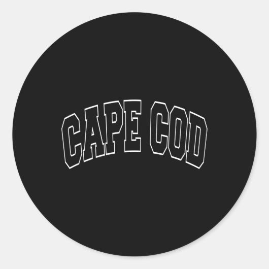 ケープコッドマサチューズバーシティスタイルブラック文字 ラウンドシール (正面)