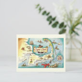 ケープコッドマサチューセッツの地図 ポストカード (スタンド正面)