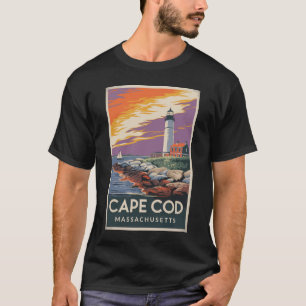 ケープコッドマサチューセッツイラストレーショントラベルアート Tシャツ