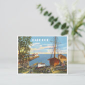 ケープコッドマサチューセッツヴィンテージボートと波止場 ポストカード (スタンド正面)