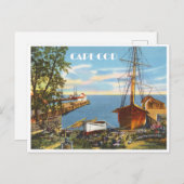 ケープコッドマサチューセッツヴィンテージボートと波止場 ポストカード (正面/裏面)