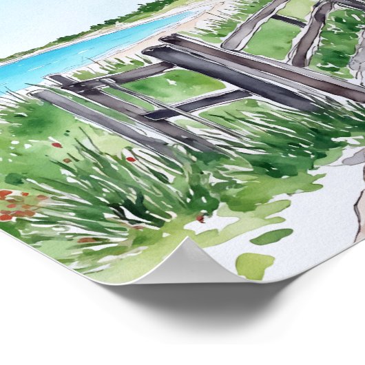 ケープコッドマサチューセッツ州ライトハウスウォーターカラー ポスター (角)