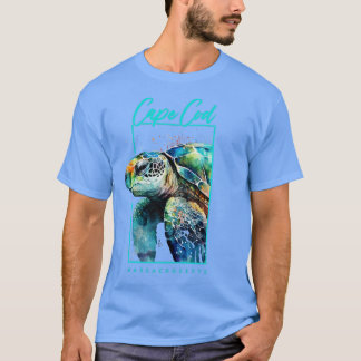 ケープコッドマサチューセッツ州水彩海亀ポート Tシャツ