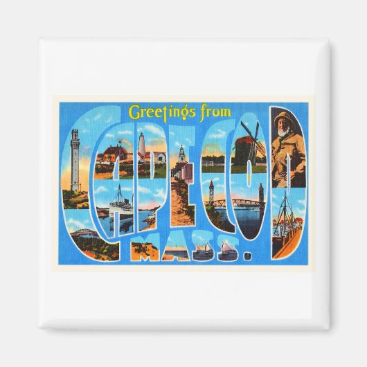 ケープコッドマサチューセッツ州MAヴィンテージ旅行記念品 マグネット (正面)