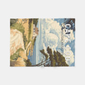 ケープコッドマサチューセッツ旅行アートヴィンテージ フリースブランケット (正面(横))