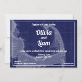 ケープコッドマサチューセッツ結婚州ヴィンテージマップ 招待状 (正面)