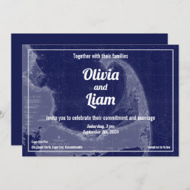 ケープコッドマサチューセッツ結婚州ヴィンテージマップ 招待状