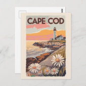 ケープコッドマサチューツパインタリートラベルアートレトロ ポストカード (正面/裏面)