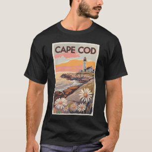 ケープコッドマサチューツパインタリートラベルアートレトロ Tシャツ