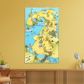 ケープコッド上の漫画の関心点 キャンバスプリント (インサイチュ (リビング))