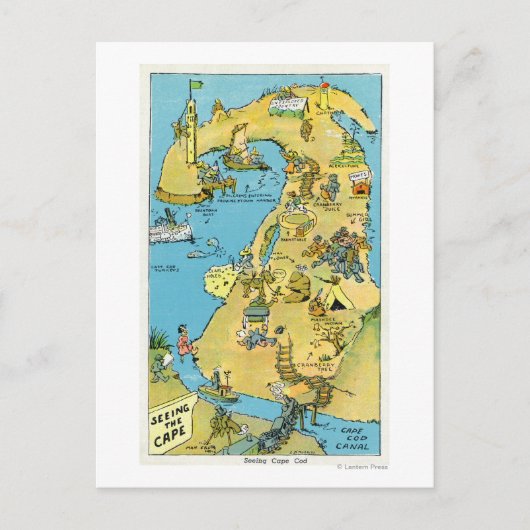 ケープコッド上の漫画の関心点 ポストカード (正面)