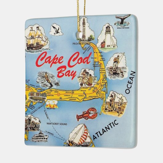 ケープコッド図解入りの、写真付きのオーナメント セラミックオーナメント (左)