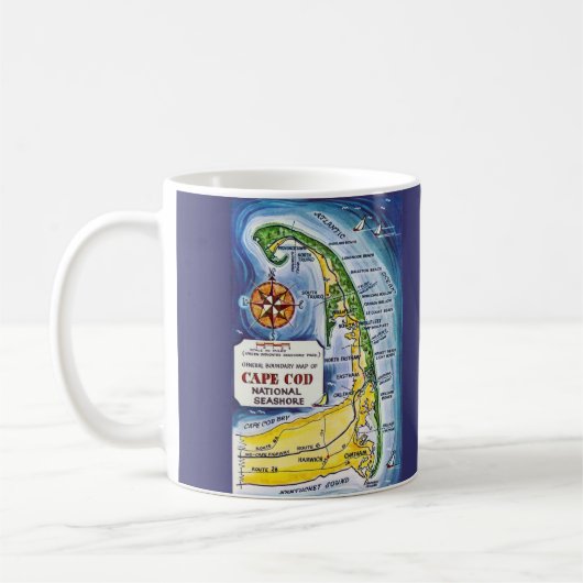 ケープコッド国立海岸地図マグカップ コーヒーマグカップ (左)