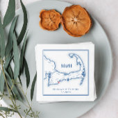 ケープコッド地図エレガントな結婚式 スタンダードカクテルナプキン