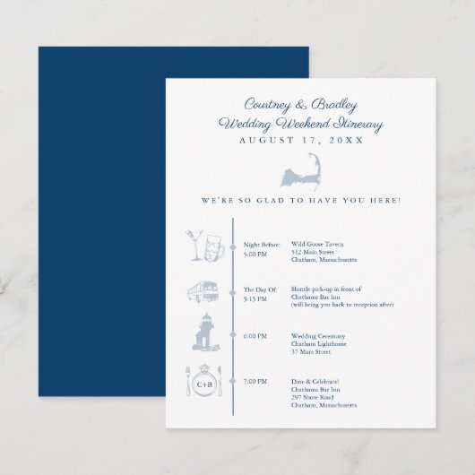 ケープコッド地図 ウェディング レセプション 予定 タイムライン エンクロージャーカード (正面/裏面)