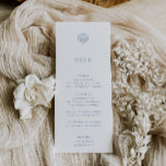 ケープコッド海結婚セル メニュー<br><div class="desc">CAPE CODミニマモダンリスト、コースタルブルー、のメ結婚ニュー。特徴、軽い沿岸の青いタイポグラフィとホタテの貝殻イラストレーション詳細。フォントとカラーはカスタマイズデザインツール機能を使用して使用できる。</div>