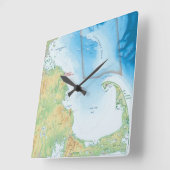 ケープコッド湾の地図 スクエア壁時計 (傾斜)
