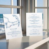 ケープコッド目的地の結婚式のウェルカム旅程 サンキューカード