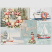 ケープコッド素朴クリスマスツリーズボーツライトハウス 薄葉紙 (正面)