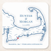 ケープコッド結婚のウェルカムパーティーカクテル時間 スクエアペーパーコースター (正面)