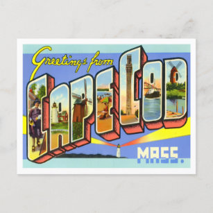ケープコッド，マサチューセッツ州ヴィンテージビッグレター ポストカード