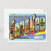 ケープコッド，マサチューセッツ州ヴィンテージビッグレター ポストカード (正面/裏面)