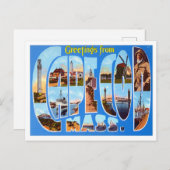 ケープコッド,マサチューセッツ州ヴィンテージビッグレターPostca ポストカード (正面/裏面)